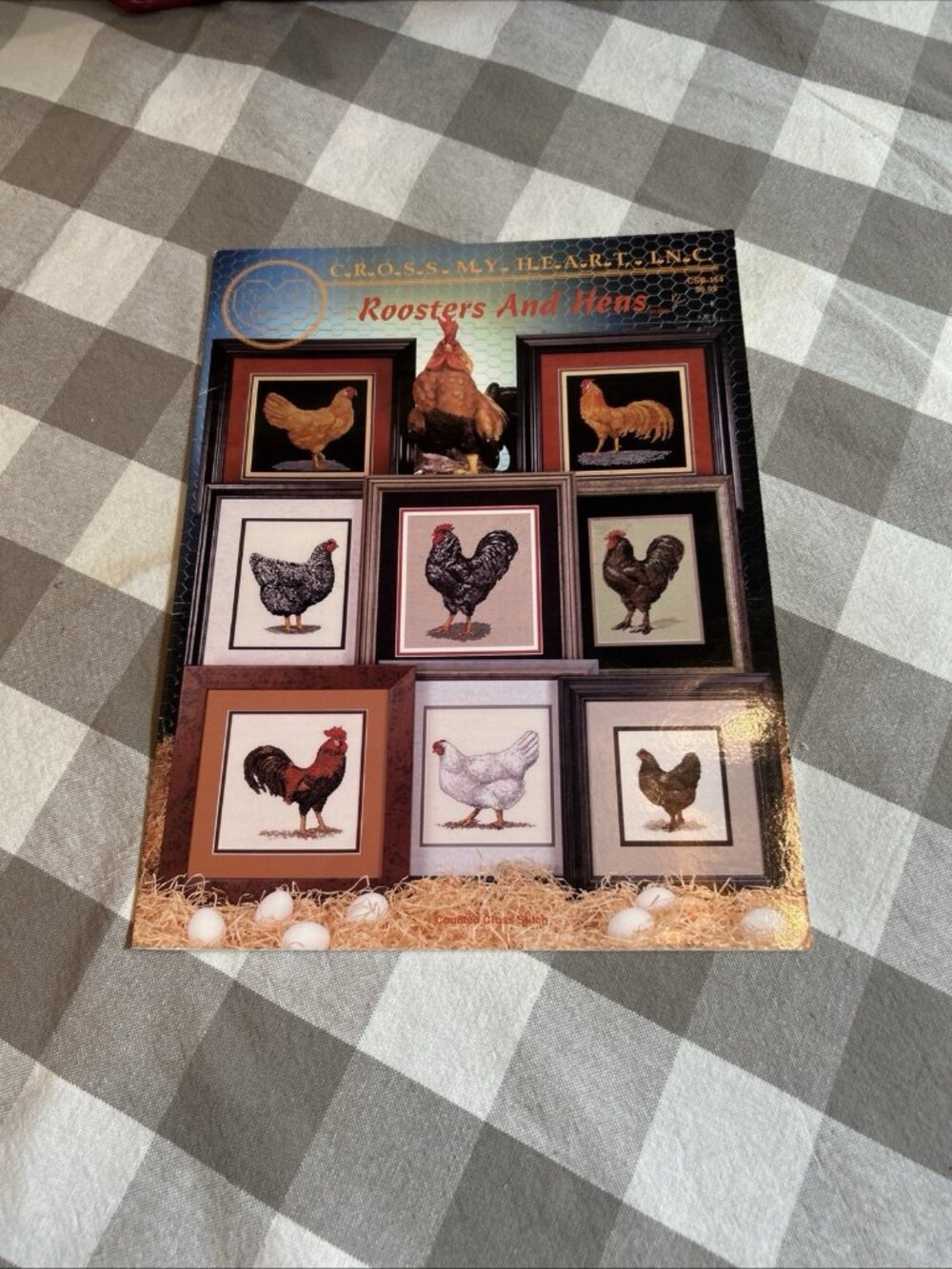Vtg Roosters and Hens Cross Stitch Leaflet Cross My Heart CSB-164 Chicken Birds